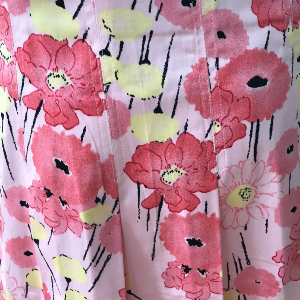 Floral Pleated Skirt Sz 4 Pink Midi